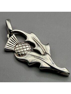 Malcolm Gray Thistle Pendant Sterling Silver Orkney Scotland MG Signed 1.5”
